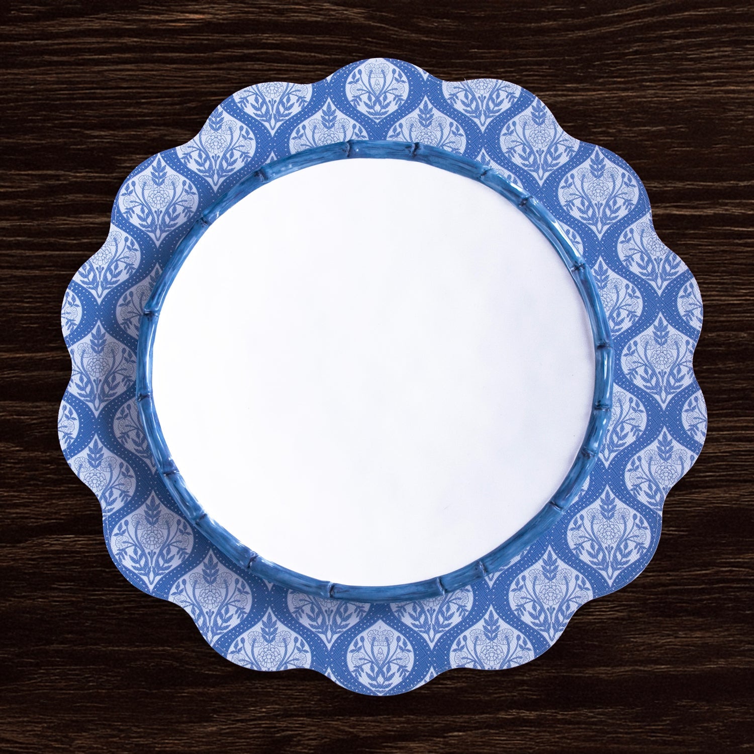 Beatriz Ball Giftware Beatriz Ball VIDA Flowers & Pattern Reversible  Round Placemats Set of 4 (Blue & White)