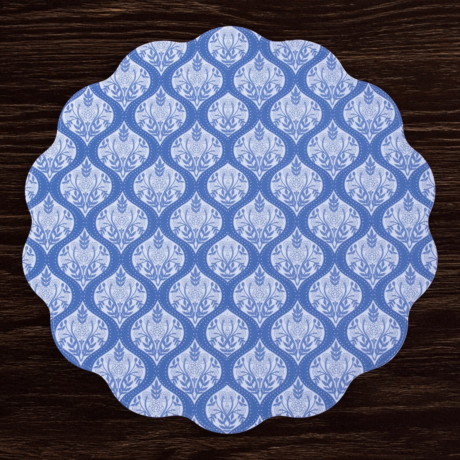 Beatriz Ball Giftware Beatriz Ball VIDA Flowers & Pattern Reversible  Round Placemats Set of 4 (Blue & White)