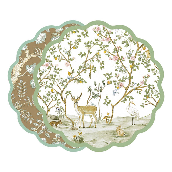 Beatriz Ball Giftware Beatriz Ball VIDA  Forest Animals and Branches Reversible Placemats Set of 4 (Green & Brown)