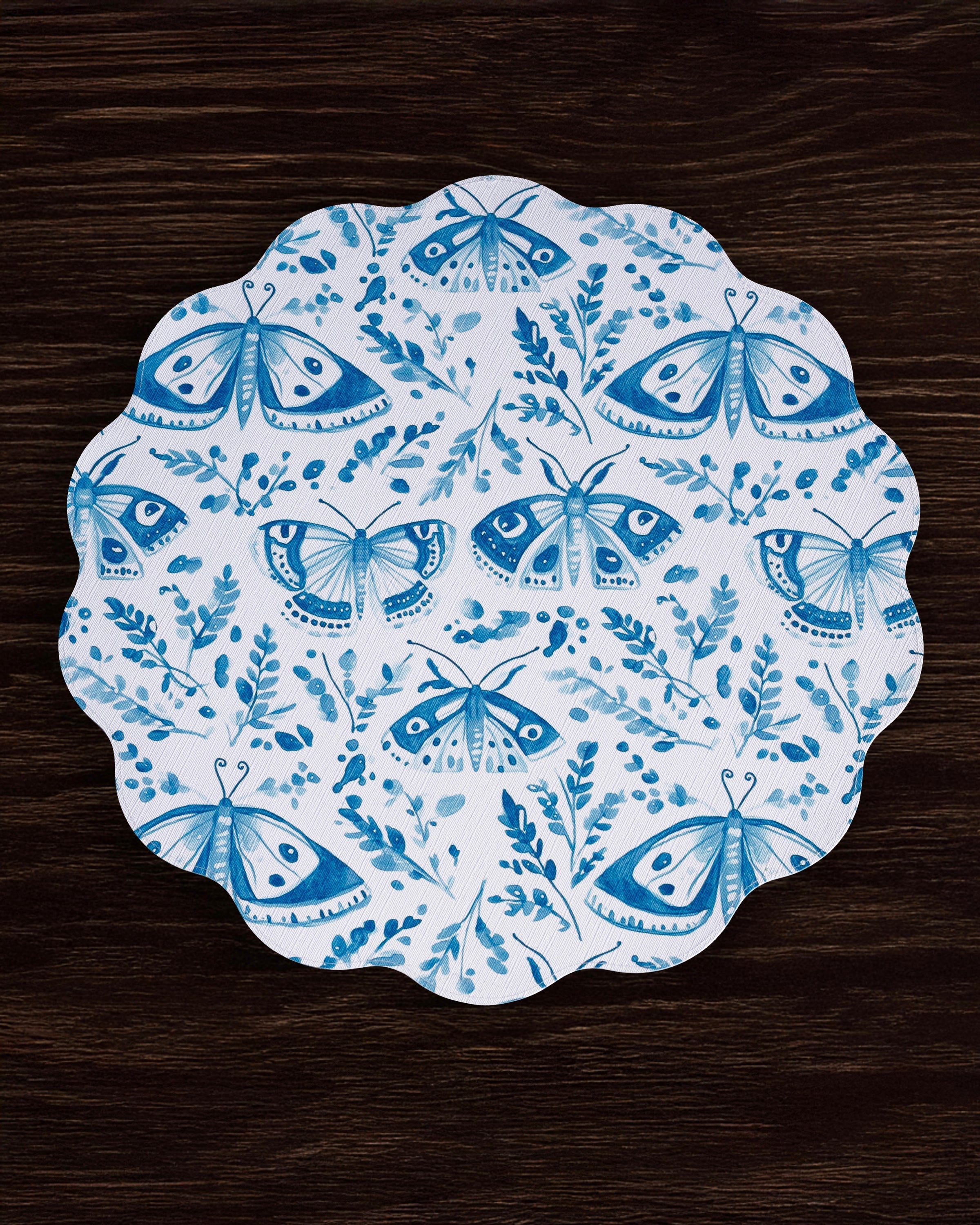 Beatriz Ball Giftware Beatriz Ball VIDA Ginger Jar & Butterflies Reversible  Round Placemats Set of 4 Blue & Green