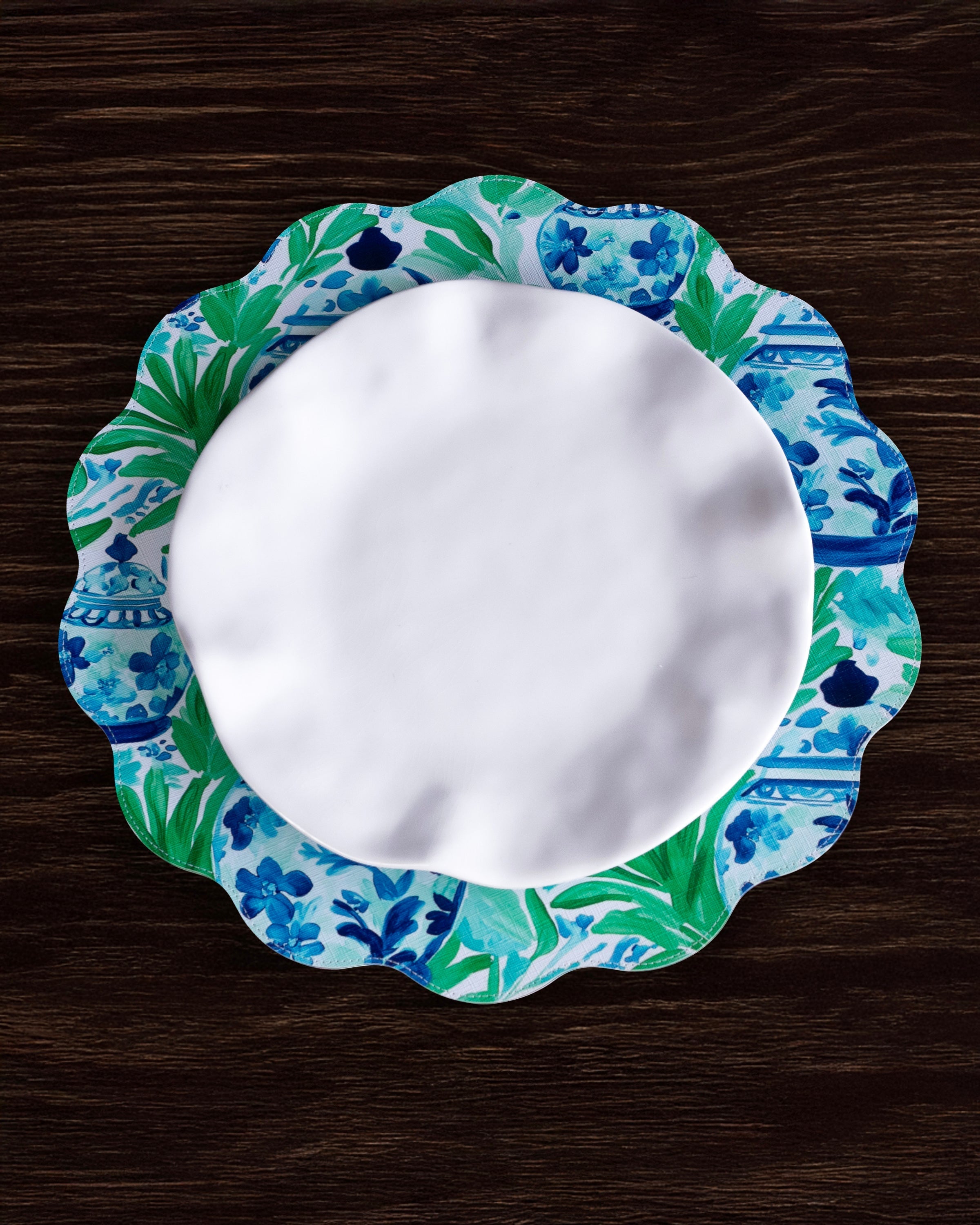 Beatriz Ball Giftware Beatriz Ball VIDA Ginger Jar & Butterflies Reversible  Round Placemats Set of 4 Blue & Green