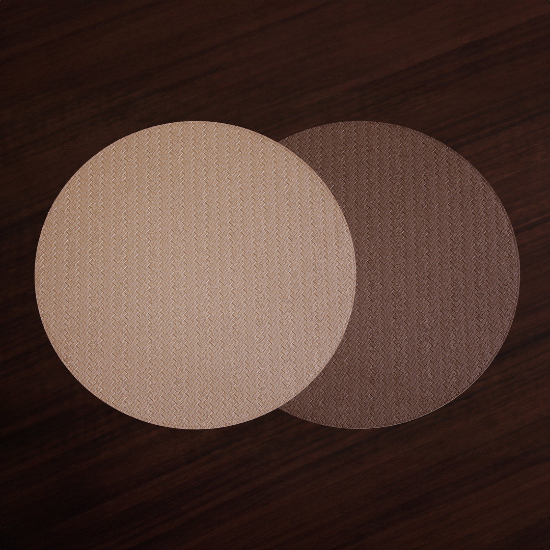 Beatriz Ball Serveware Beatriz Ball VIDA Metallic Snakeskin Reversible 15" Round Placemats Set of 4 (Gold and Light Bronze)