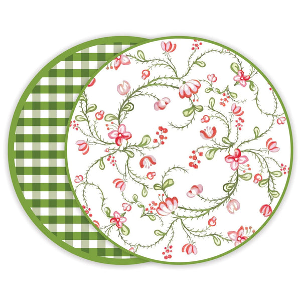 Beatriz Ball Serveware Beatriz Ball Vida Norelle Reversible 15.5" Round Placemats Set of 4 (Green Gingham)