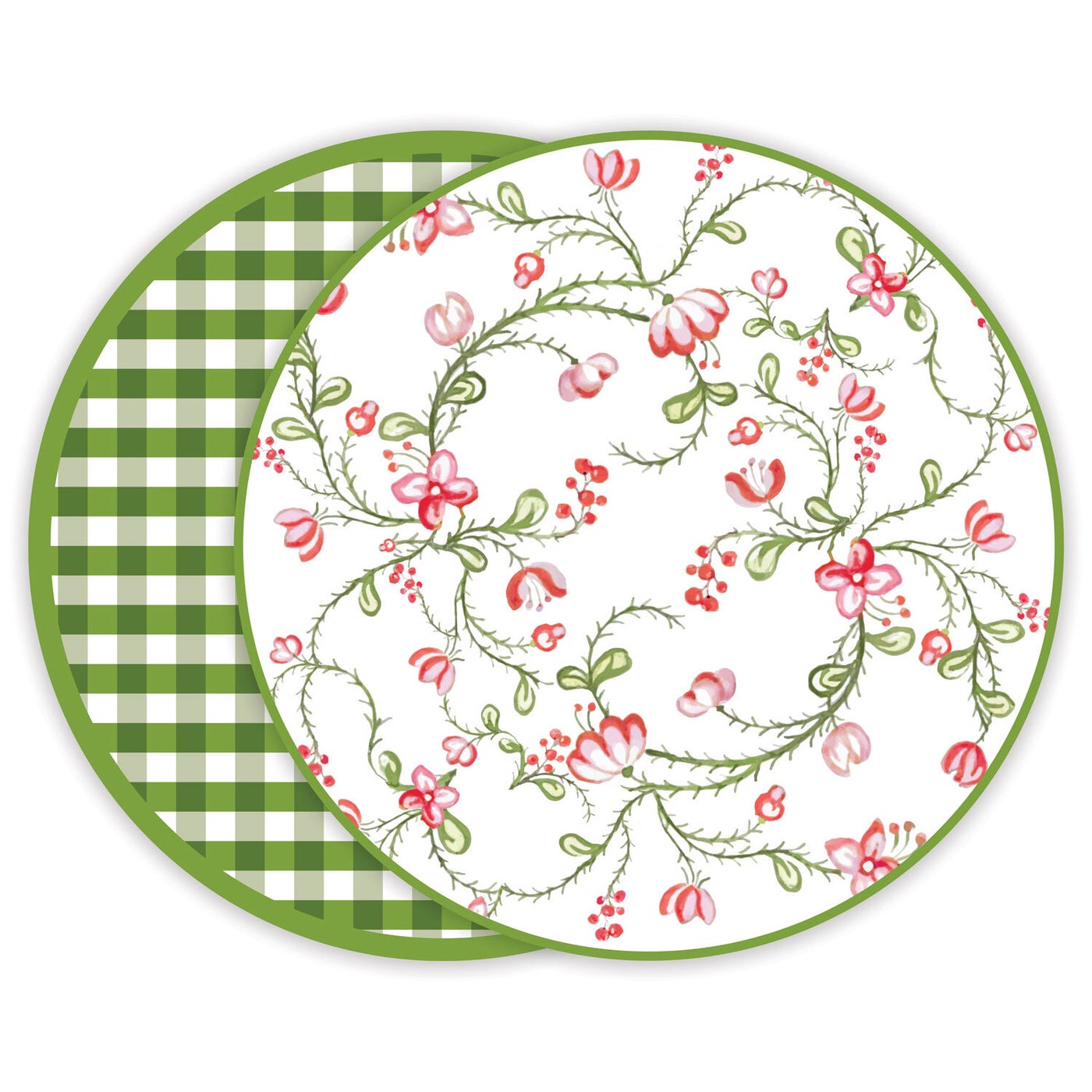 Beatriz Ball Giftware Beatriz Ball Vida Norelle Reversible 15.5" Round Placemats Set of 4 (Green Gingham)