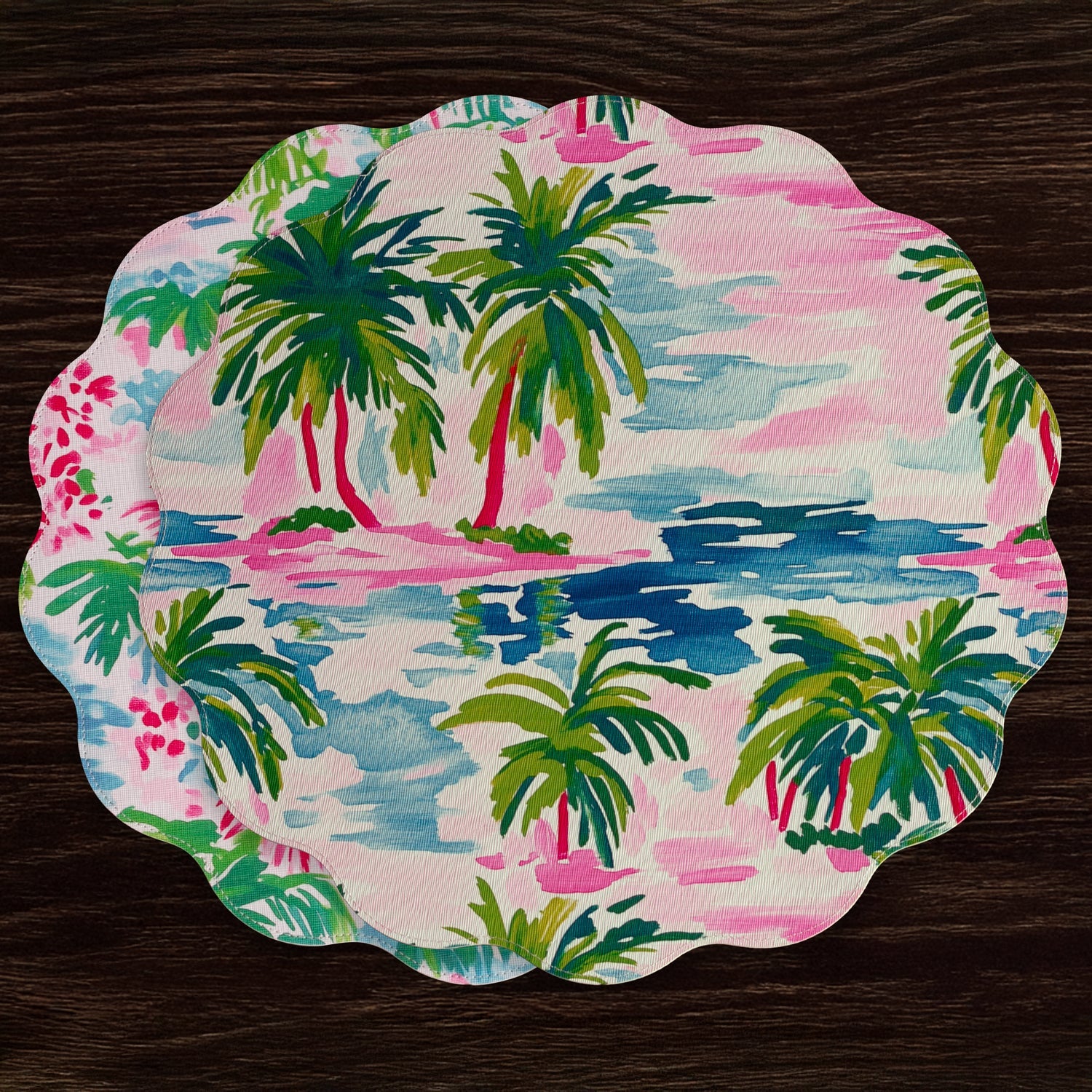 Beatriz Ball Giftware Beatriz Ball VIDA Palm Trees Reversible  Round Placemats Set of 4 (Multi)