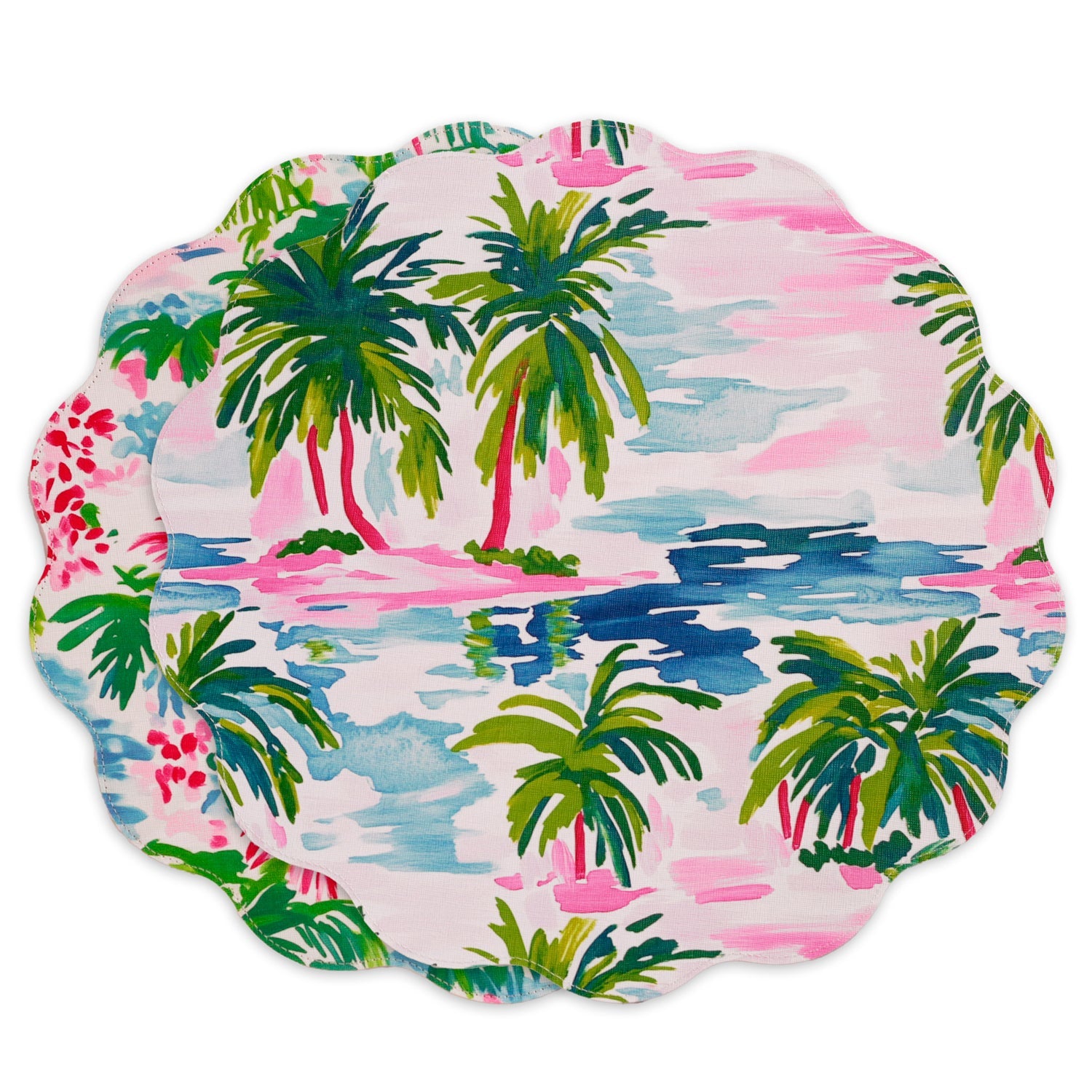 Beatriz Ball Giftware Beatriz Ball VIDA Palm Trees Reversible  Round Placemats Set of 4 (Multi)