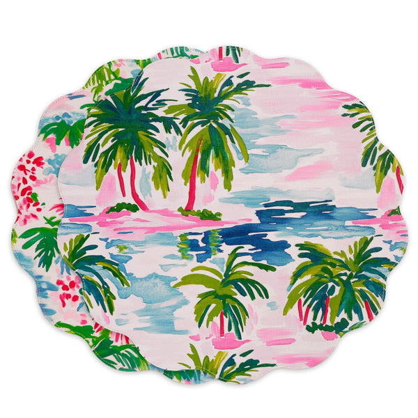 Beatriz Ball Giftware Beatriz Ball VIDA Palm Trees Reversible  Round Placemats Set of 4 (Multi)