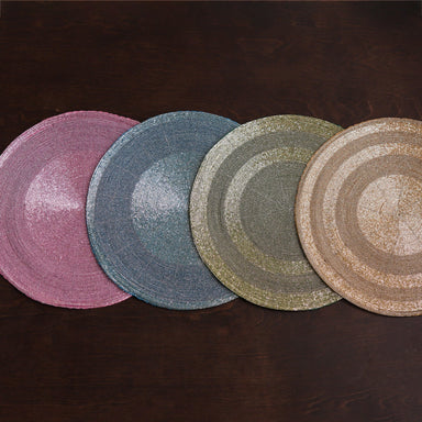 Beatriz Ball Giftware Beatriz Ball VIDA Round Beaded Placemats Set of 4 (Powder Blue)