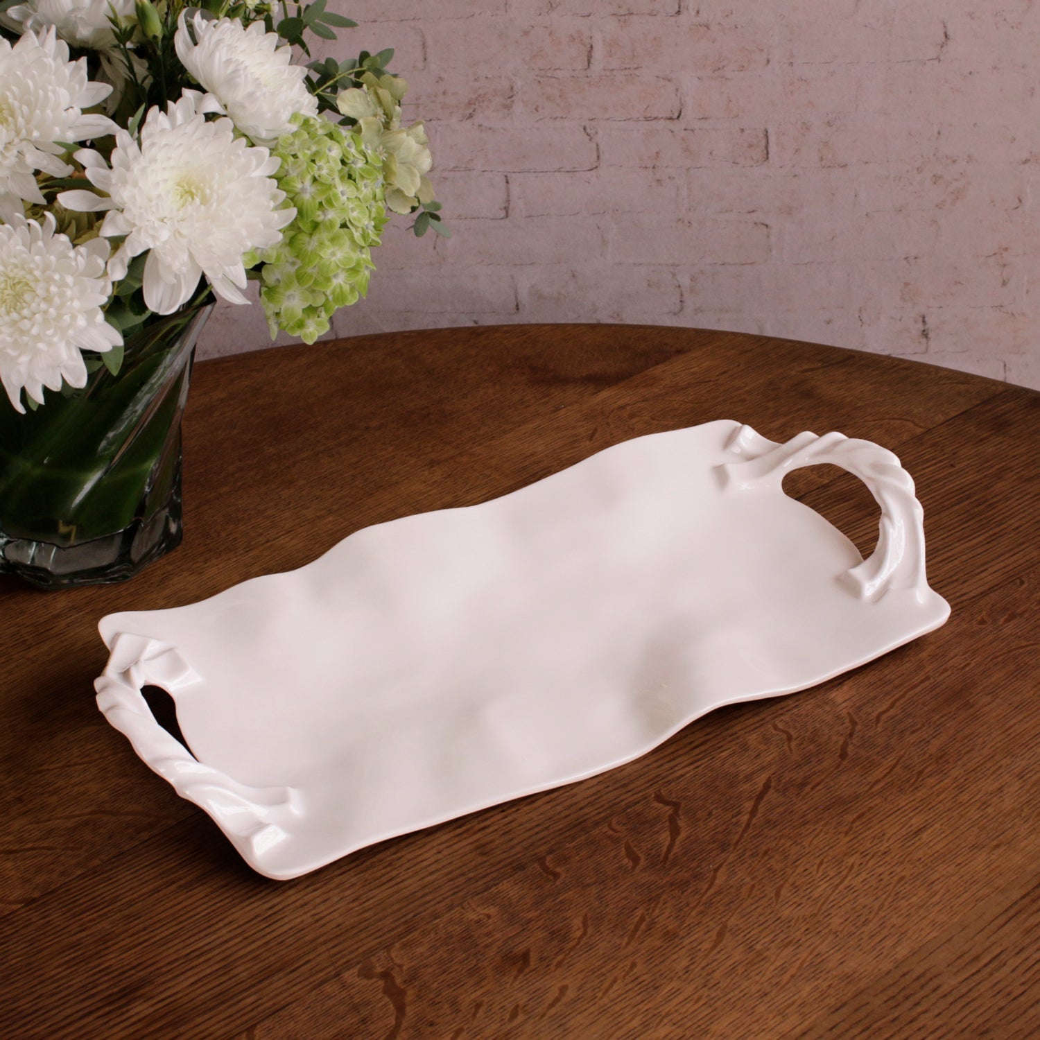 Beatriz Ball Serveware Beatriz Ball VIDA Sasha Long Rectangle Tray with Handles White