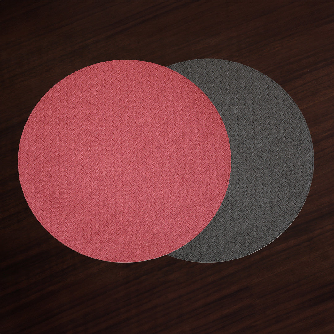 Beatriz Ball Serveware Beatriz Ball VIDA Snakeskin Reversible 15" Round Placemats Set of 4 (Salmon and Charcoal)