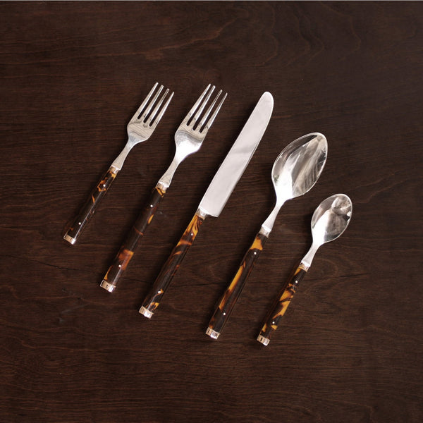 Beatriz Ball Serveware Beatriz Ball VIDA Tortoise and Gold Stainless Flatware Set of 5 (Gold)