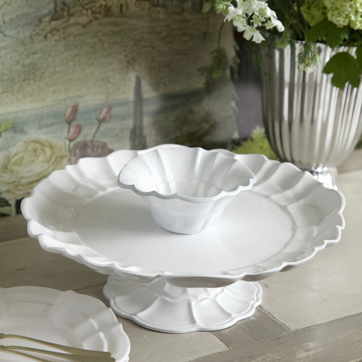 Beatriz Ball Giftware Beatriz Ball VIDA Tuscany Pedestal Cake Plate (White)