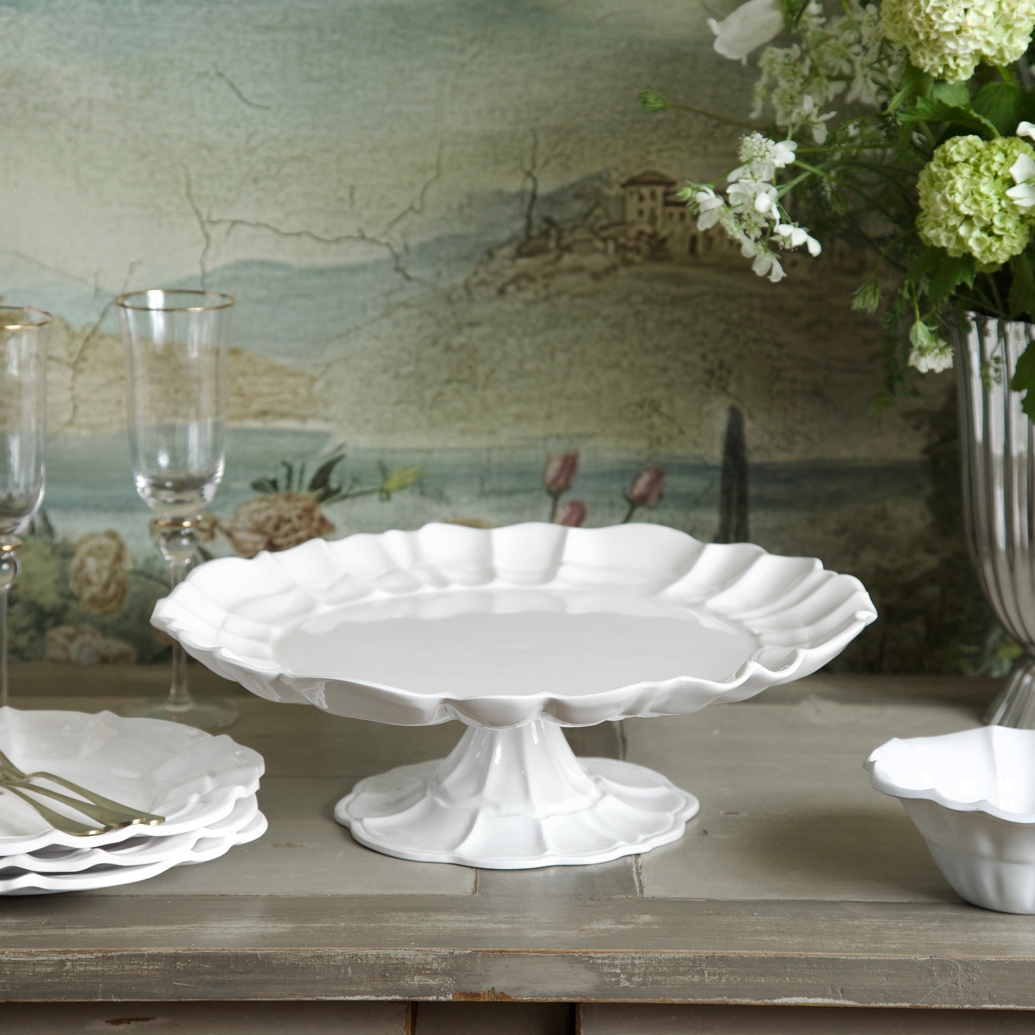 Beatriz Ball Giftware Beatriz Ball VIDA Tuscany Pedestal Cake Plate (White)