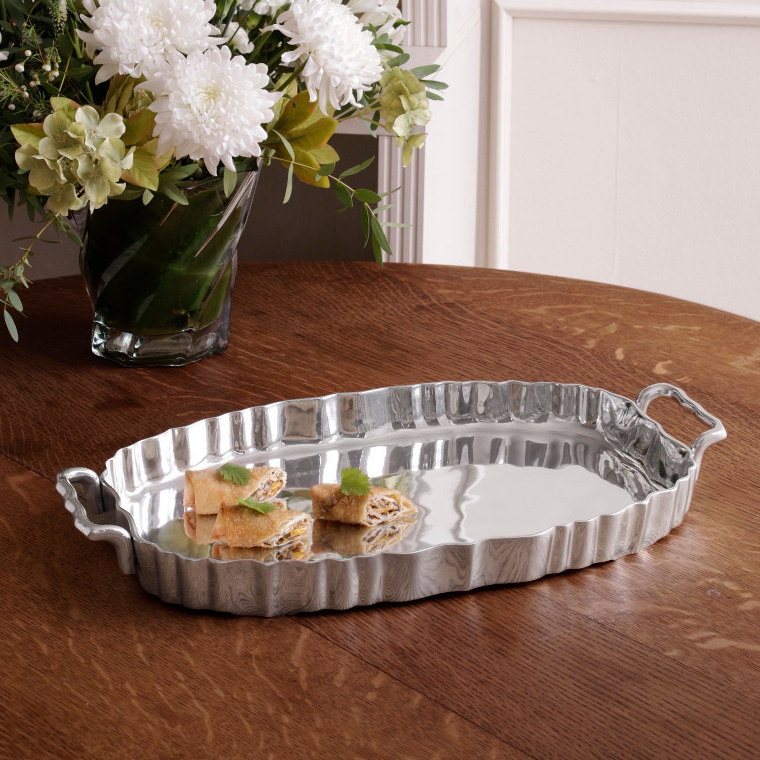 Beatriz Ball Servware Beatriz Ball VINTAGE Fluted Oval Tray with Handles