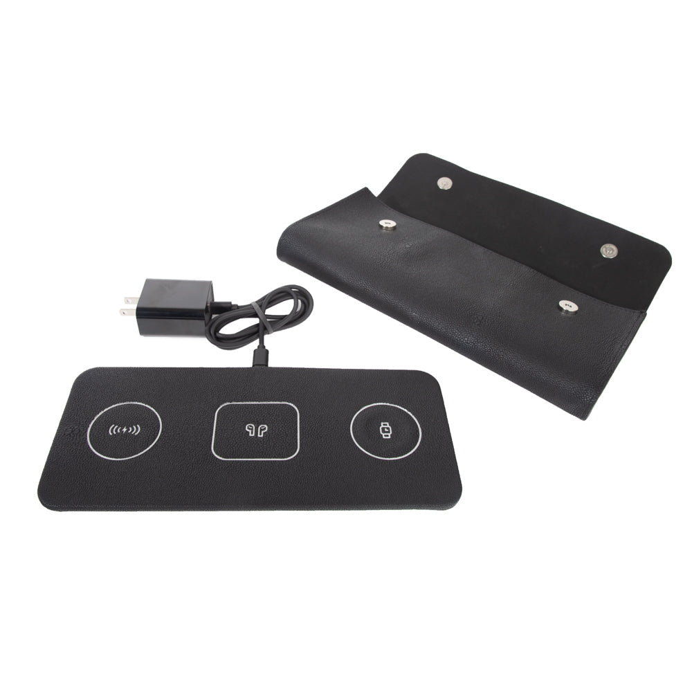 Brouk & Co Giftware Black Ace 3 in 1 Portable Wireless Fast Charging Pad