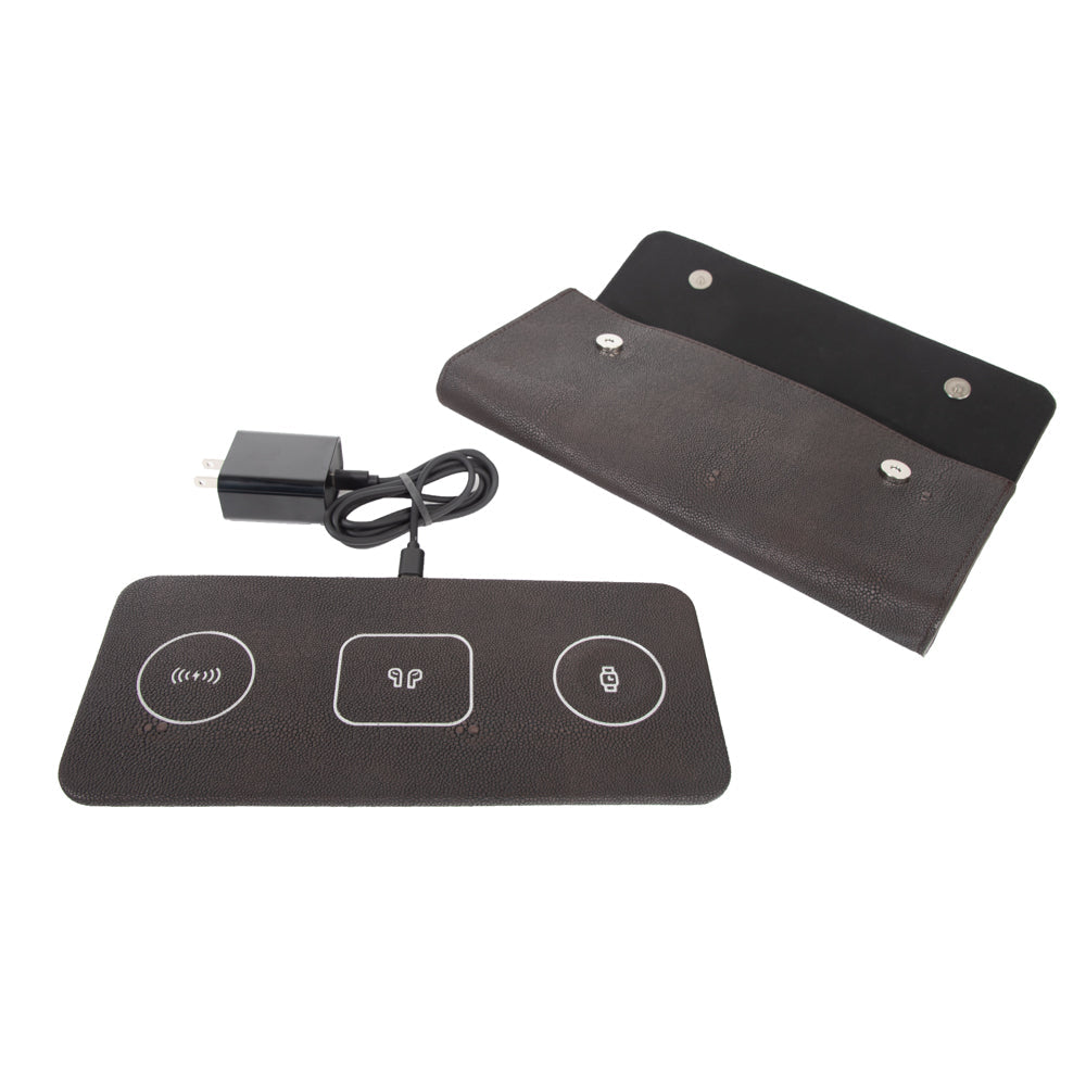 Brouk & Co Giftware Charcoal Ace 3 in 1 Portable Wireless Fast Charging Pad