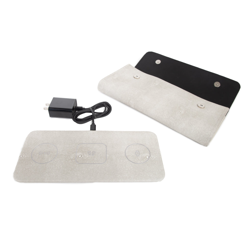 Brouk & Co Giftware White Ace 3 in 1 Portable Wireless Fast Charging Pad