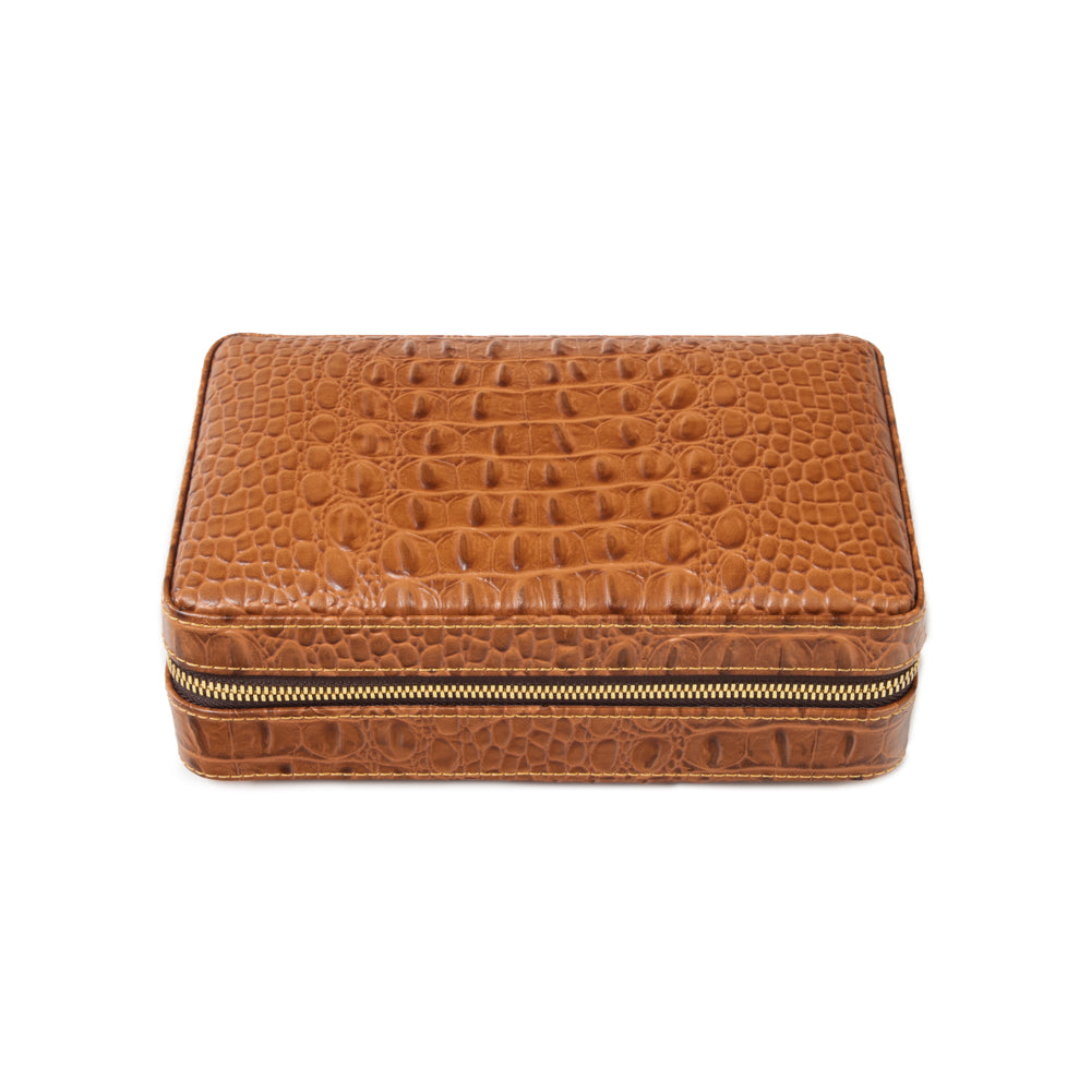 Brouk & Co Giftware Cain Croco Cigar Travel Case (Brown)