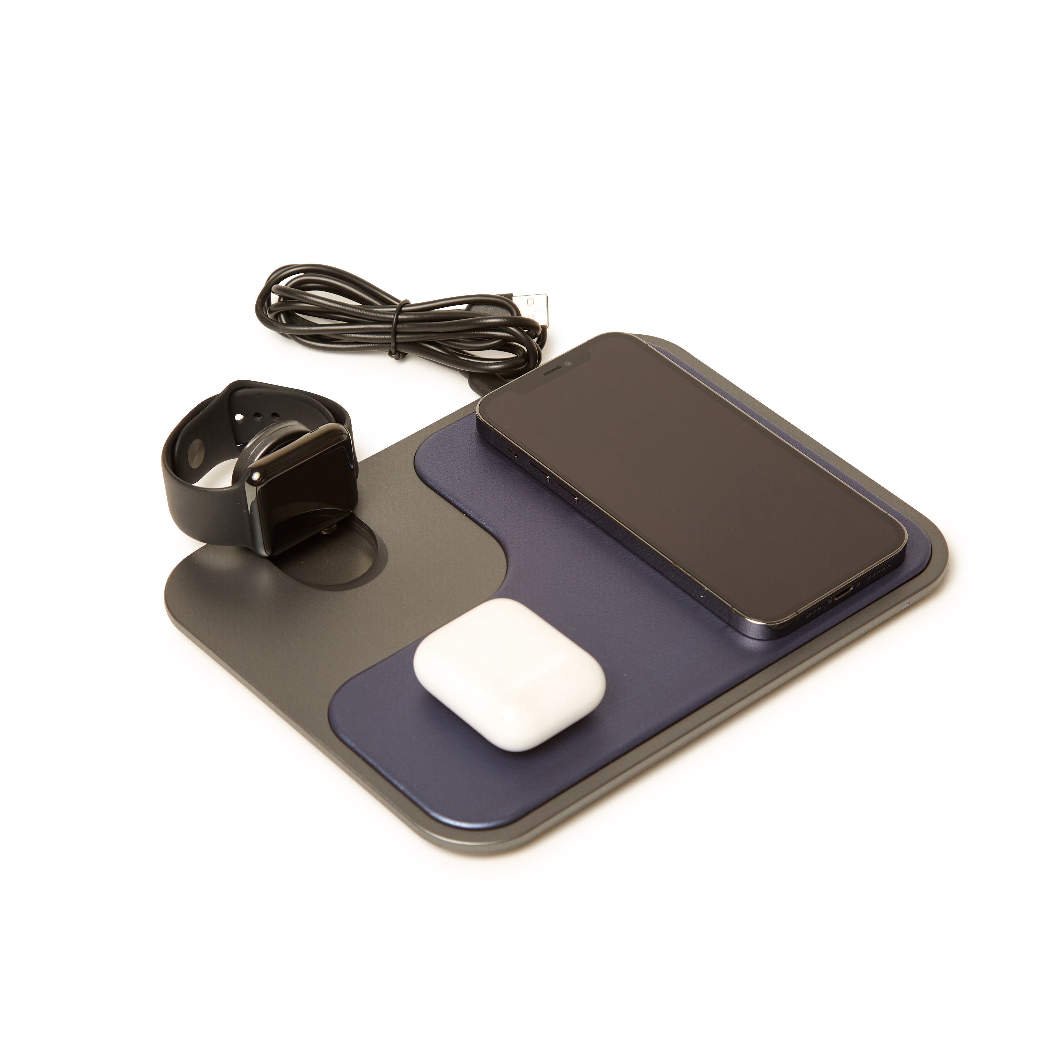 Brouk & Co Giftware Navy Blue Coen 3 In 1 Wireless Charging Tray