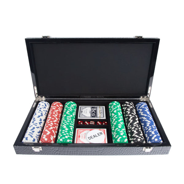 Brouk & Co Giftware Croc Laser Engraved 300 Chip Poker Set Black