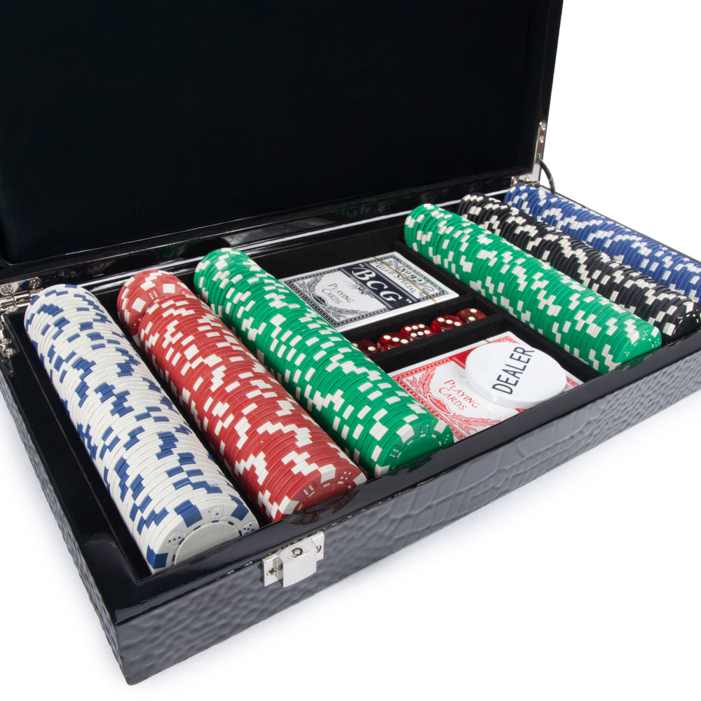 Brouk & Co Giftware Croc Laser Engraved 300 Chip Poker Set Black