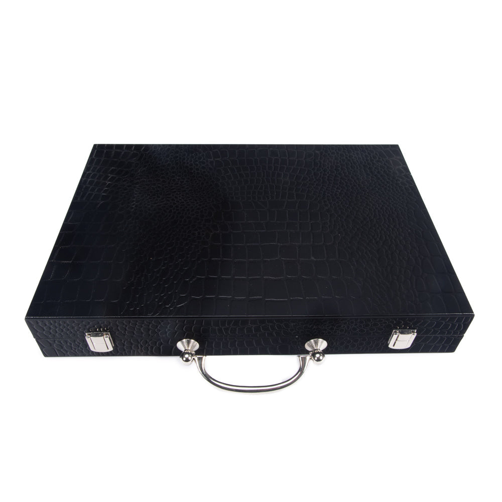 Brouk & Co Giftware Croc Laser Engraved Backgammon Black