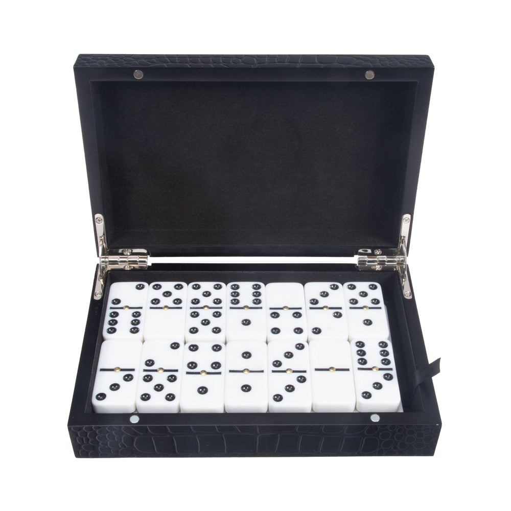 Brouk & Co Giftware Croc Laser Engraved Domino Set Black