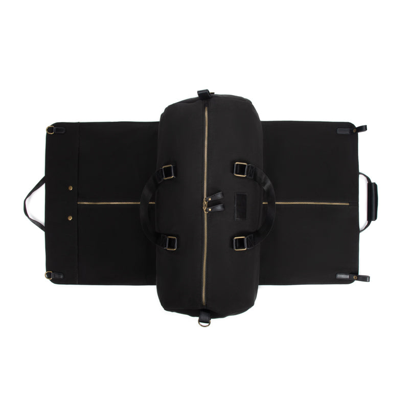 Brouk & Co Giftware Harrison 2 Piece Duffel & Garment Bag Black