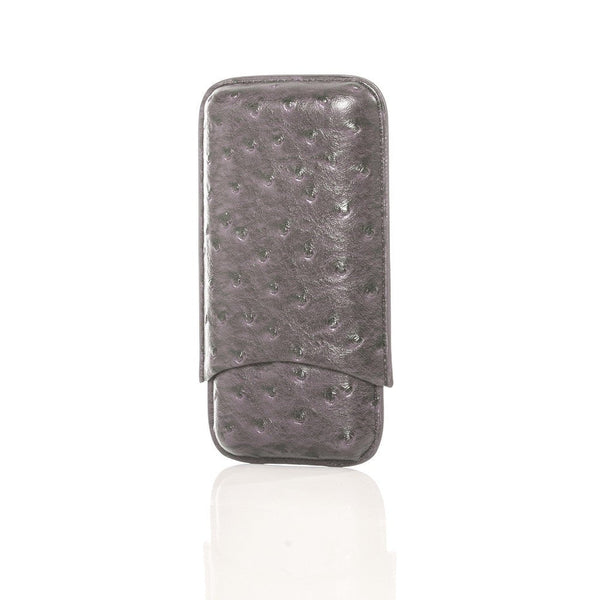 Brouk & Co Giftware Keep it Fresh Cigar Holder Triple In Ostrich Leather Grey Ostrich