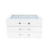 Brouk & Co Giftware Kendall 3 Clear Lid Jewelry Box White