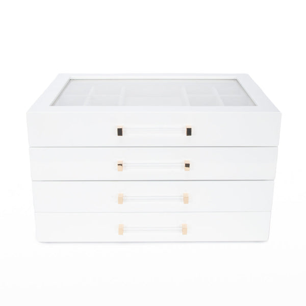 Brouk & Co Giftware Kendall 4 Clear Lid Jewelry Box White