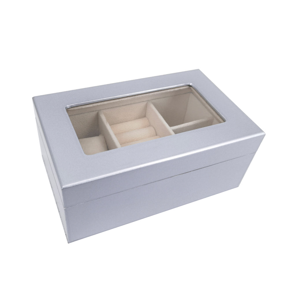 Brouk & Co Giftware Kylie Mini Glass Top Jewelry Box Silver