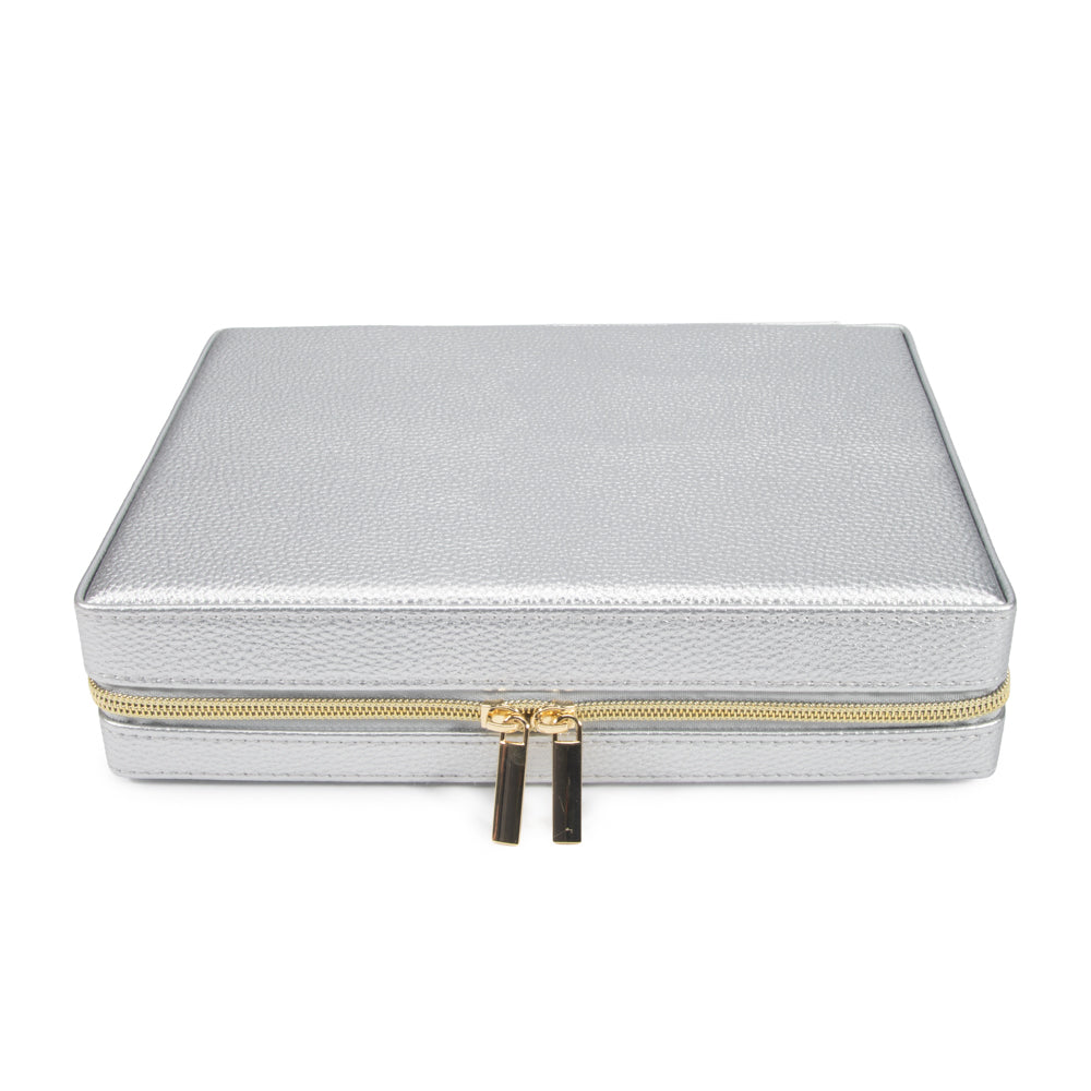 Brouk & Co Giftware Leah Large Travel Jewelry Case Silver