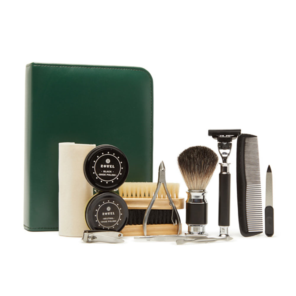Brouk & Co Giftware On the Go Grooming and Shoe-Shine Kit Forest Green
