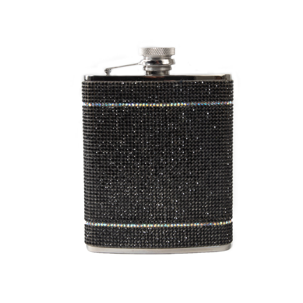 Brouk & Co Giftware The Crystal Flask 6oz Black/Silver