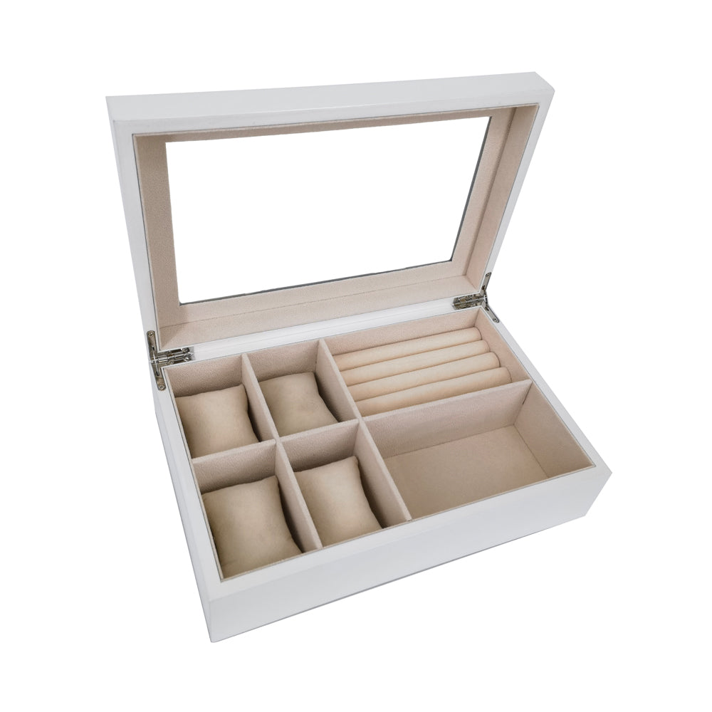Brouk & Co Giftware Pearl White The Kylie Glass Top Jewelry Box