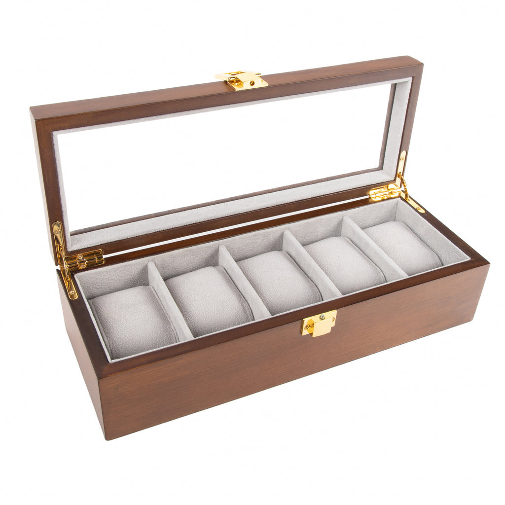 Brouk & Co Giftware William 5-Slot Watch Box (Brown)