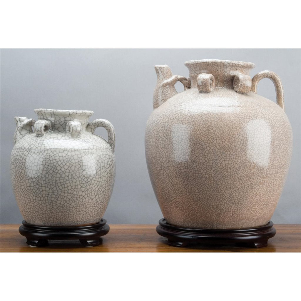 Danny's Fine Porcelain 12x13h Large Tea Jar W/ Stand - Beige