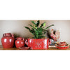 Danny's Fine Porcelain 12x13h Large Tea Jar W/ Stand - Red