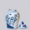 Cobalt Guild Home Decor Bird and Flower Blue and White Porcelain Temple Jar