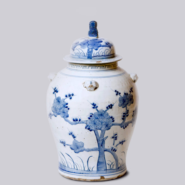 Cobalt Guild Home Decor Blossoms Blue and White Porcelain Temple Jar