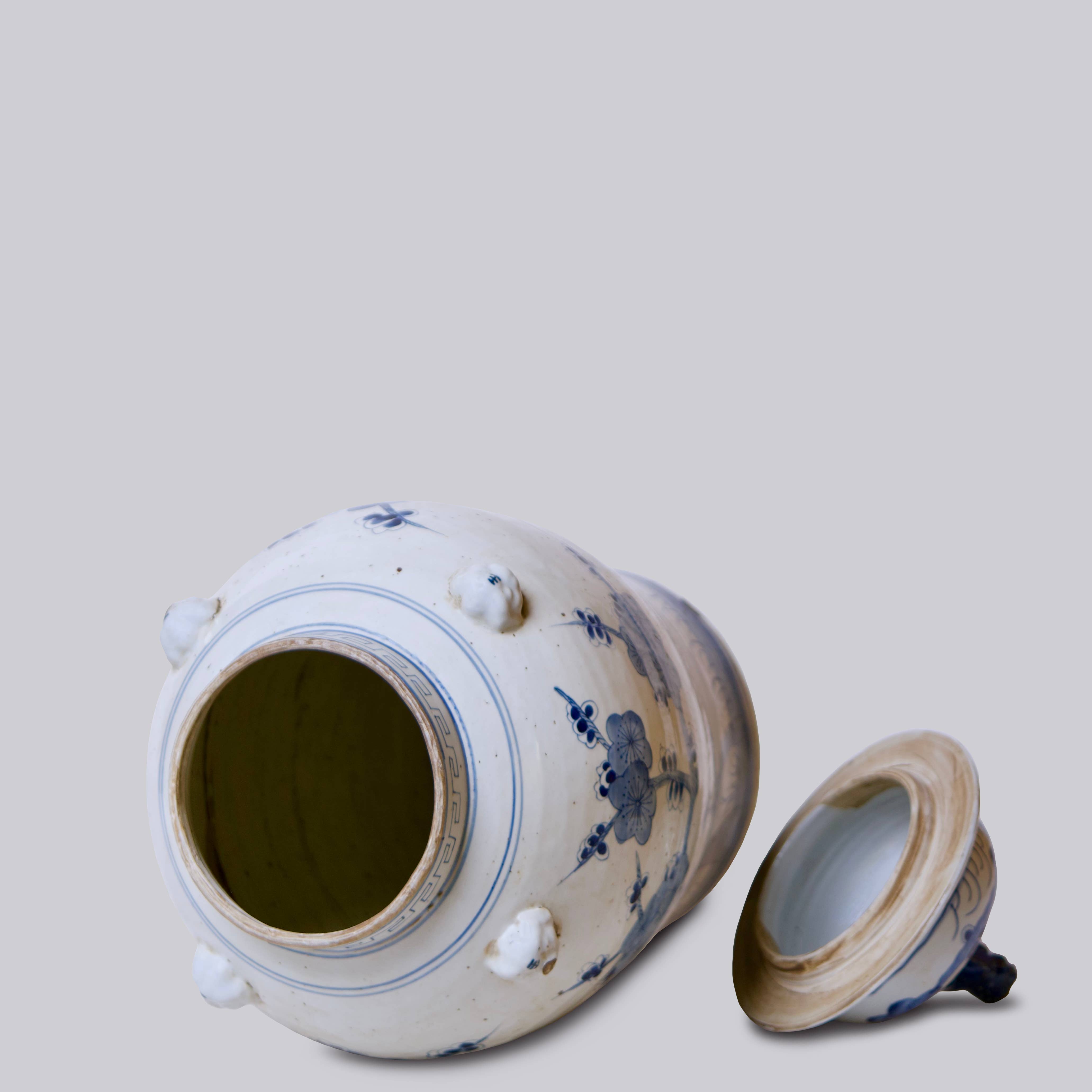 Cobalt Guild Home Decor Blossoms Blue and White Porcelain Temple Jar