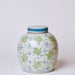 Cobalt Guild Home Decor Blue and Green Porcelain Cranes and Clouds Round Storage Jar