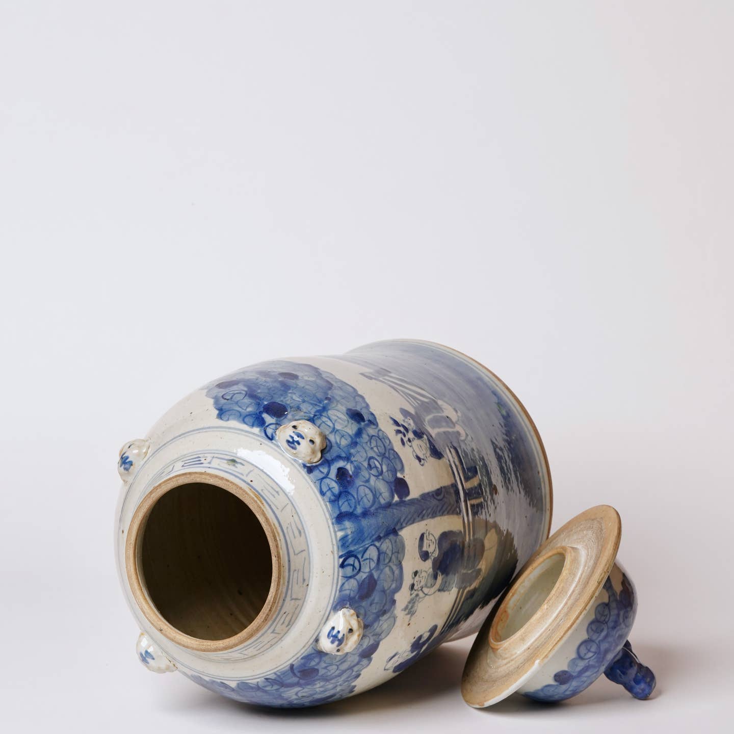 Cobalt Guild Home Decor Blue and White Aristocratic Ladies Porcelain Temple Jar