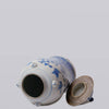 Cobalt Guild Home Decor Blue and White Bird and Flower Porcelain Temple Jar
