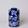 Cobalt Guild Home Decor Blue and White Camellia Porcelain Lidded Tea Canister