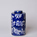 Cobalt Guild Home Decor Blue and White Camellia Porcelain Lidded Tea Canister