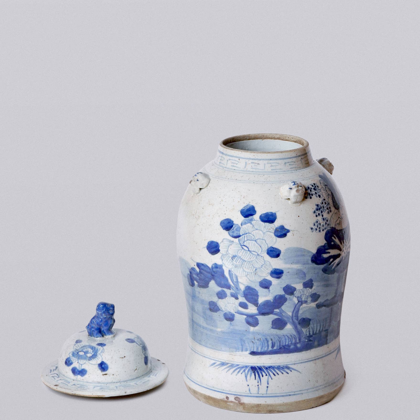 Cobalt Guild Home Decor Blue and White Four Seasons Porcelain Temple Jar