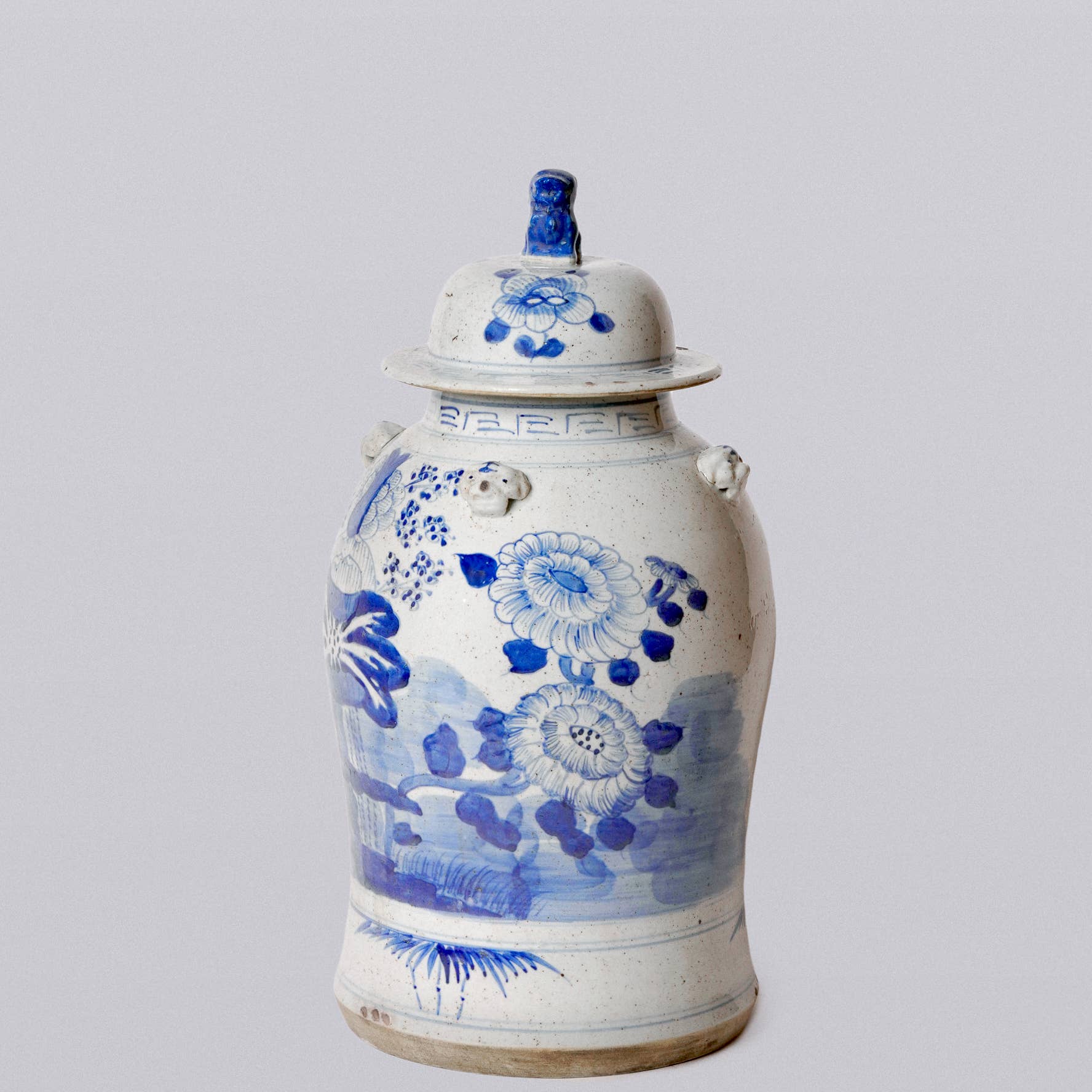 Cobalt Guild Home Decor Blue and White Four Seasons Porcelain Temple Jar