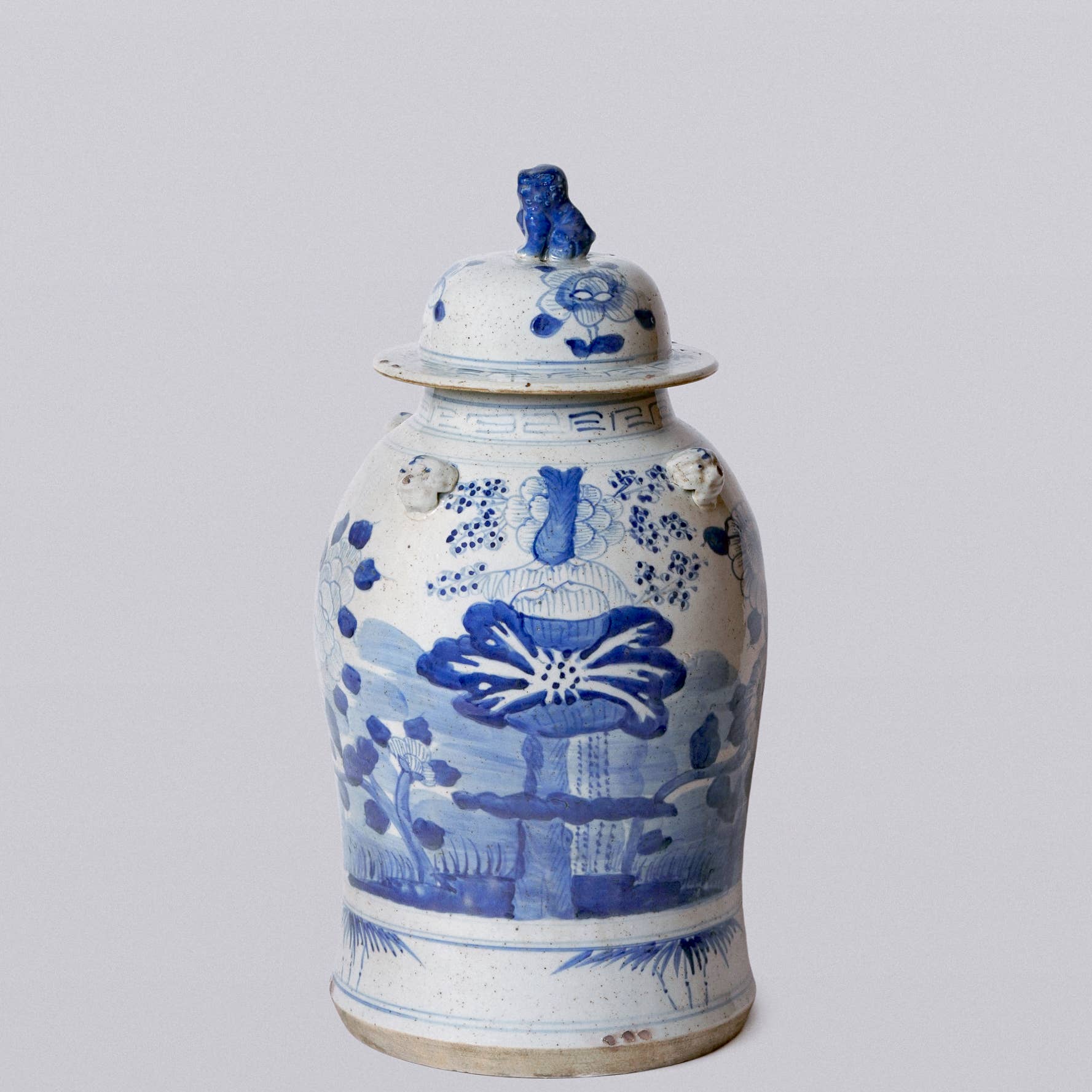 Cobalt Guild Home Decor Blue and White Four Seasons Porcelain Temple Jar